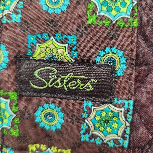 Longaberger Sisters Lexie Quilted Reversible Tote & Makeup Bag Adorn Brown Green - Picture 5 of 16